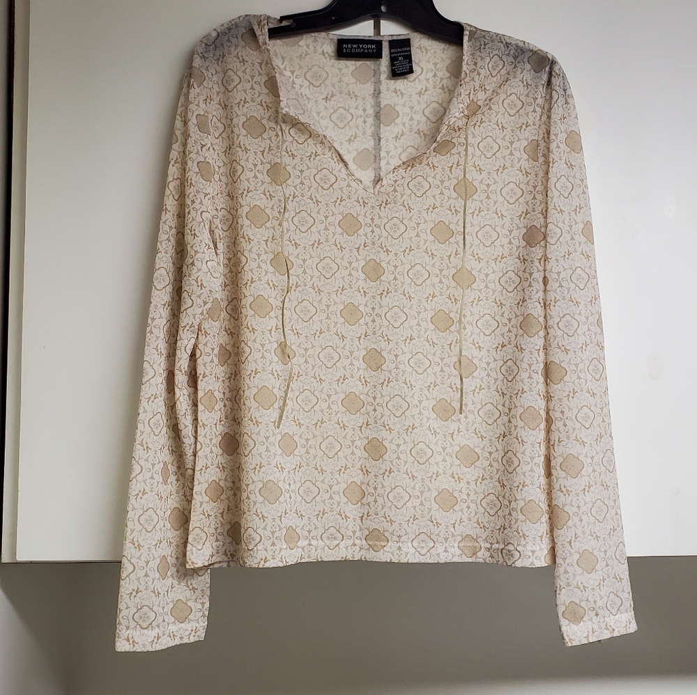 New York & Co. Long Sleeve Sheer Top